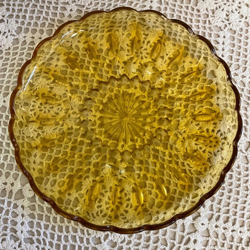 Anchor Hocking Fairfield Amber Glass Dinner Plate 10 inch Vintage